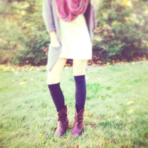 Brown "cowgirl" boots with small heel