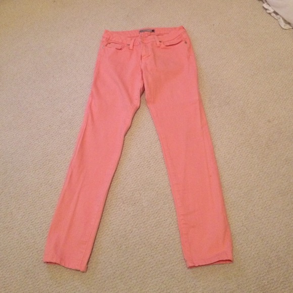 Peach color straight leg jeans