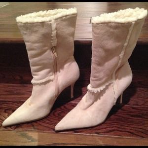 Winter White Boots - Suede & Shearling
