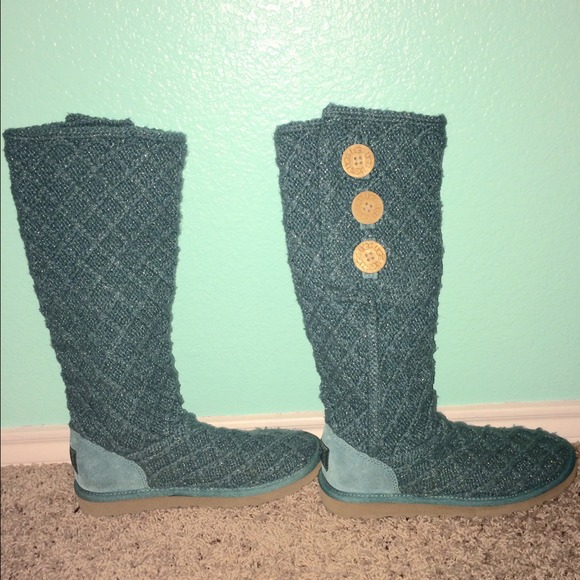 Teal blue sparkled Ugg boots.
