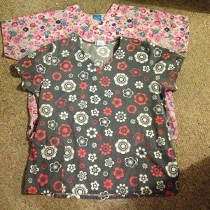 Two scrub tops. Pet & Smoke free home