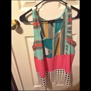 Geometrical Multi-Colored Sheer Tank