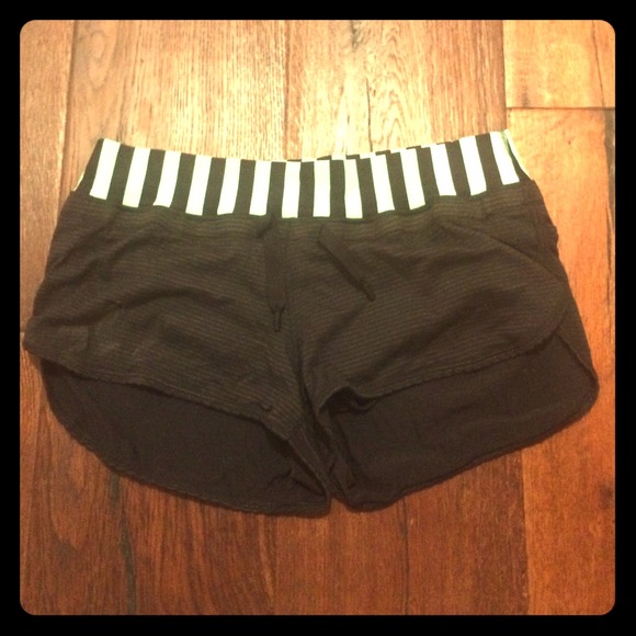 Lululemon shorts.Size 6 black w/ striped sea green