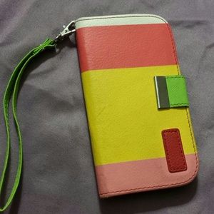 Galaxys4 Clutch Wallet Phone Case w/ Wrist Holder