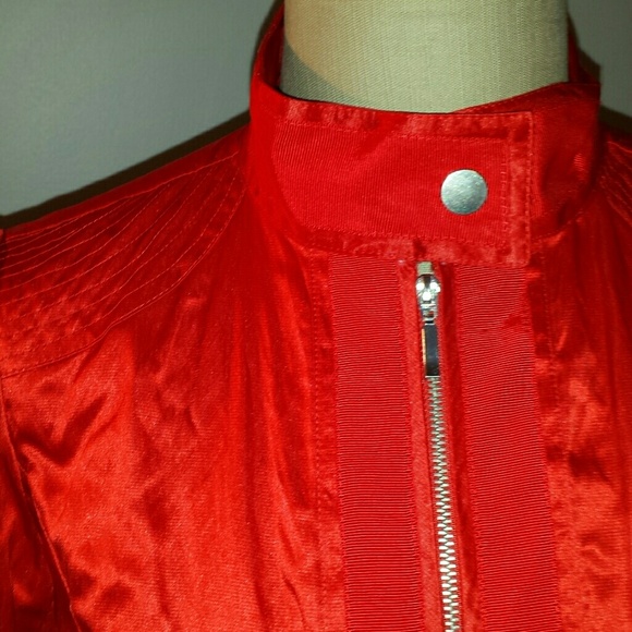 Red Zip Up Crinkle Jacket - Picture 4 of 4