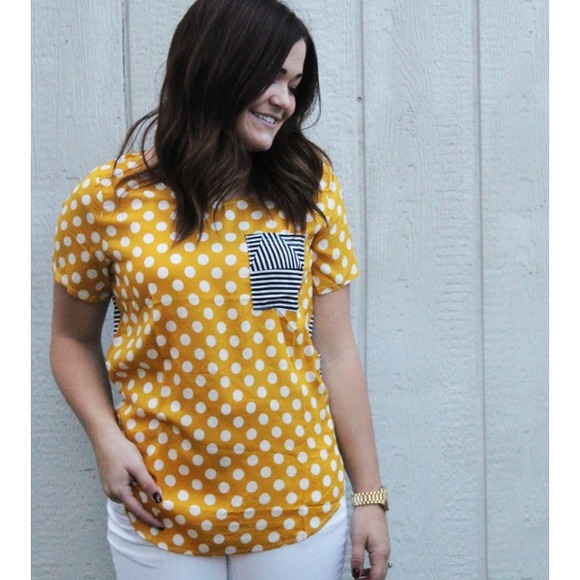 Yellow dot & stripe blouse