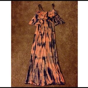 Pink Tie Dye Low Scoop Back Maxi Dress