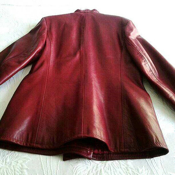 Bordeaux Red Leather Jacket - Picture 3 of 4