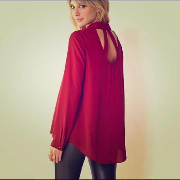 Forever 21 Tops - Dark Red Studded Blouse