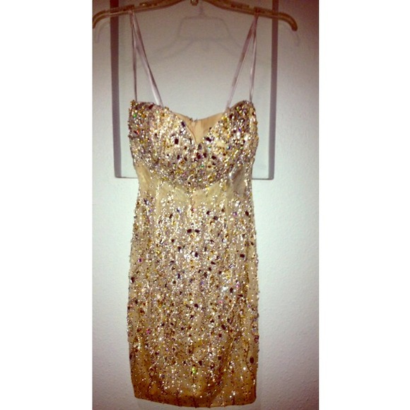 Terani Couture Embellished Mini Cocktail Dress