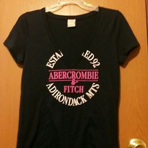 A&F Navy Blue V-neck T-shirt