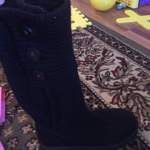Crochet ugg tall black boots