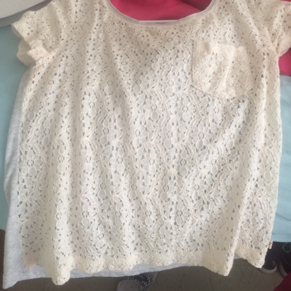 Hollister cream colored lace shirt