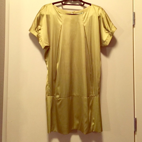 Olive green silk dress