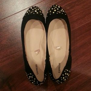 Brand New - Express Black flats with Gold studs