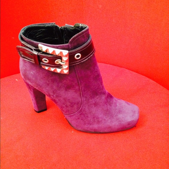 🇮🇹Italian bootie❤️from Milan 💒 purple suede.. - Picture 2 of 4