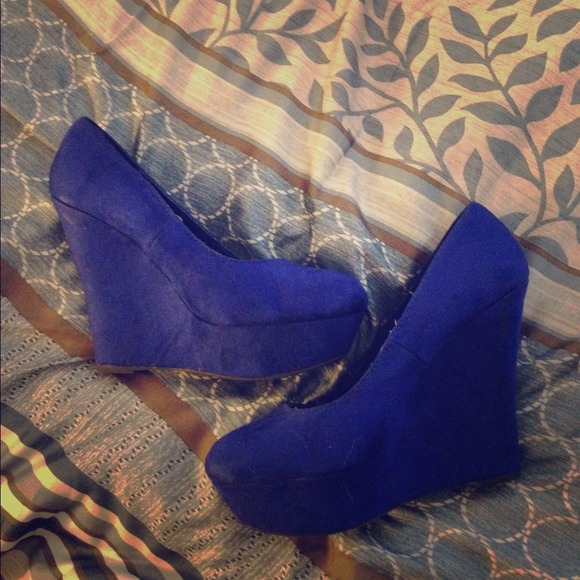 Blue wedge heels