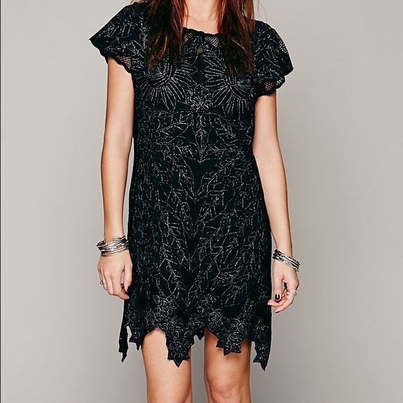 Free People metallic lace dress NWOT