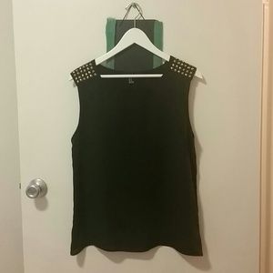 Black shoulder studded shirt