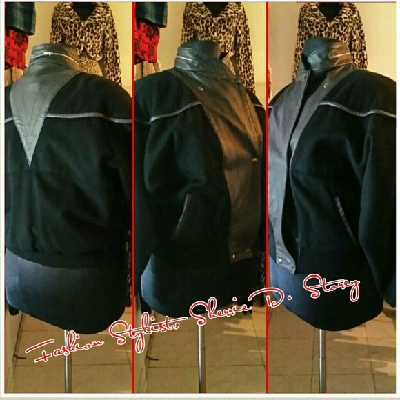 80's Black Leather Double-Breast Coat - Picture 3 of 4