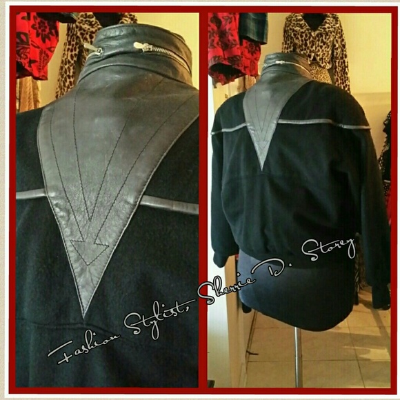 80's Black Leather Double-Breast Coat - Picture 4 of 4