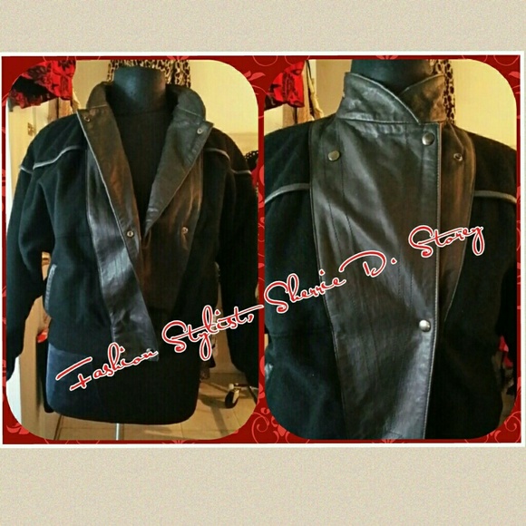 80's Black Leather Double-Breast Coat - Picture 2 of 4