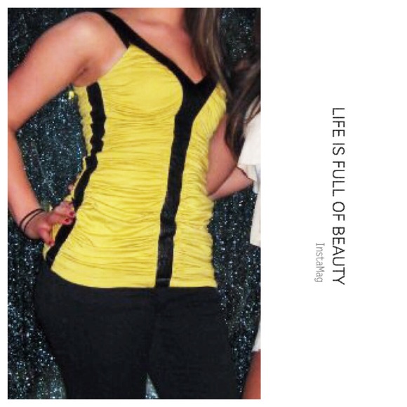 Neon & Leather Ruched Top - Picture 3 of 3