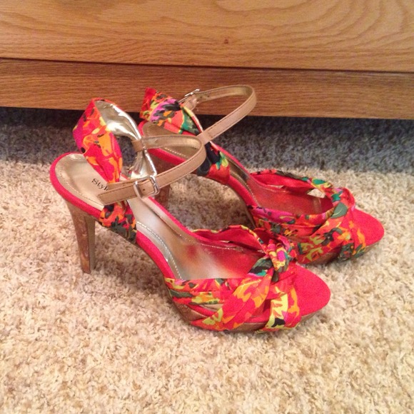 Multi Color Satin Strap Heels