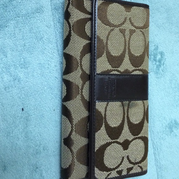 Coach checkbook style wallet with signature c's