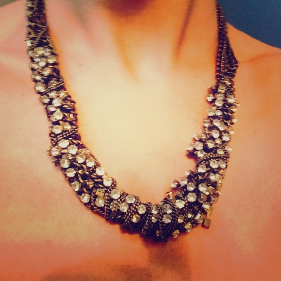 Statement necklace with faux diamonds