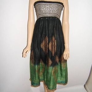 DVF silk Egyptian Goddess 4 green gold dress