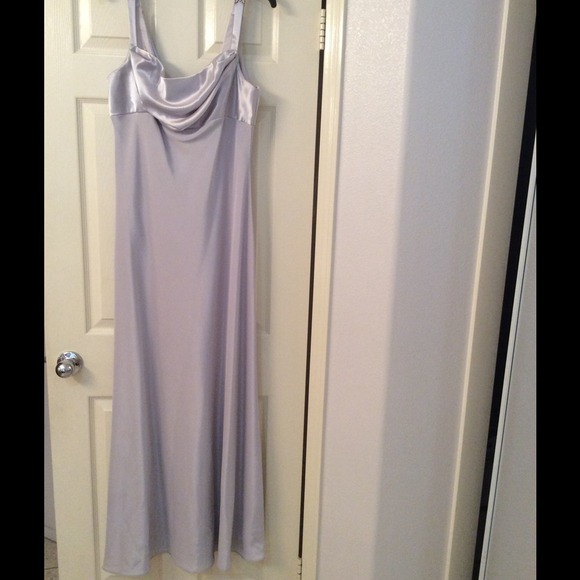 Eureka Silver Gray Satin Gown With Shawl - Picture 1 of 4