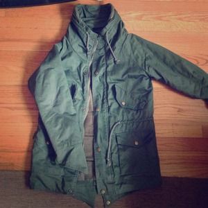 Green short trench style coat from Asia