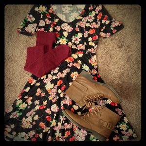 Brown Short Combat Boots with Buckles