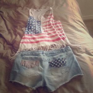 Hot kiss American flag shorts