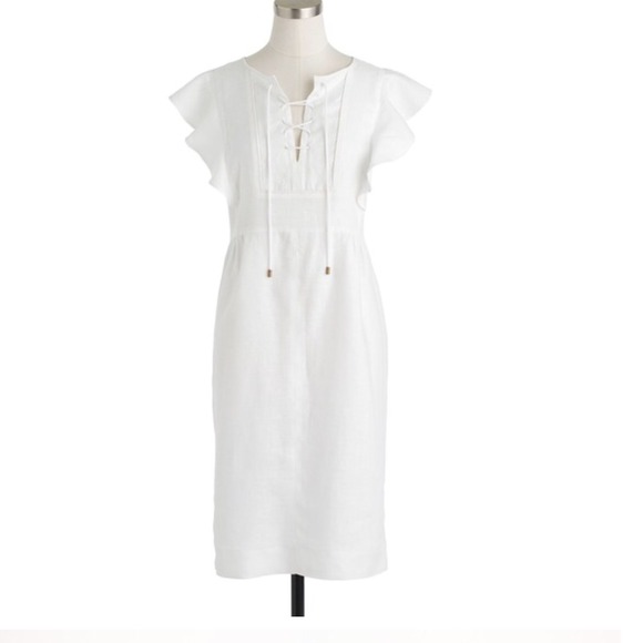 J. Crew Dresses & Skirts - J.Crew Lace up linen white dress