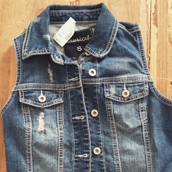 Maurices Denim Destroyed Vest