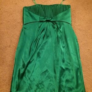 A silk strapless dress