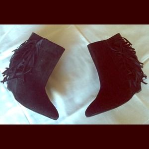Black Wedge Booties