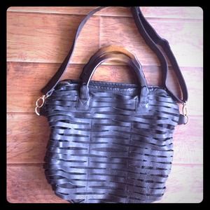 ROMYGOLD Biker Slash Tote with Wood Handles