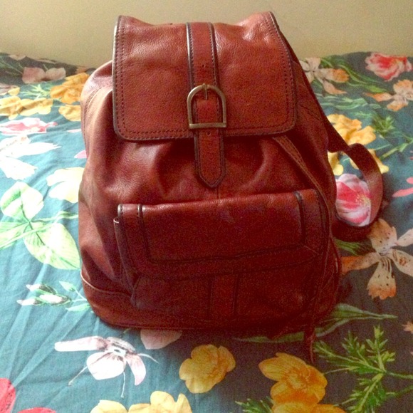 Brown leather Fossil backpack
