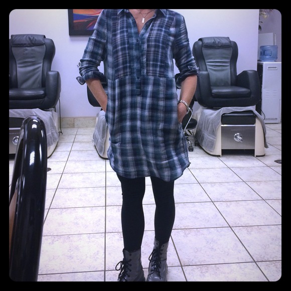 Nordstrom's Plaid Shirtdress, size small.