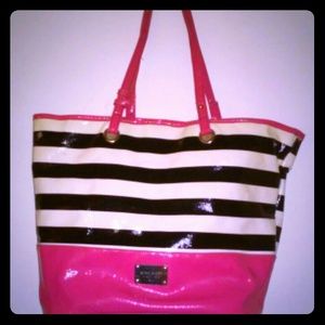 Pink black stripes Mickey mouse tote