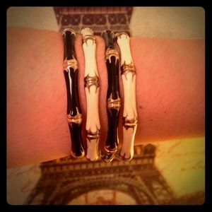 { Vintage } Four Enamel & Gold Tone Bangles