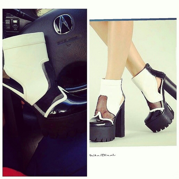 Black and White Oxford-Style Bootie