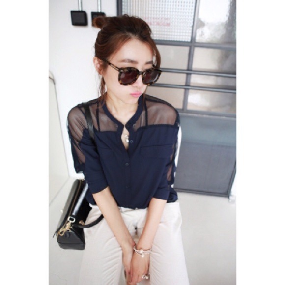 Black Cotton Blends Shirt
