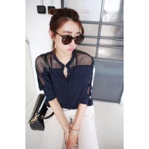 Black Cotton Blends Shirt