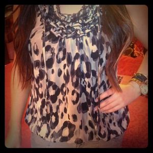 Charlotte Russe sheer leapord print top