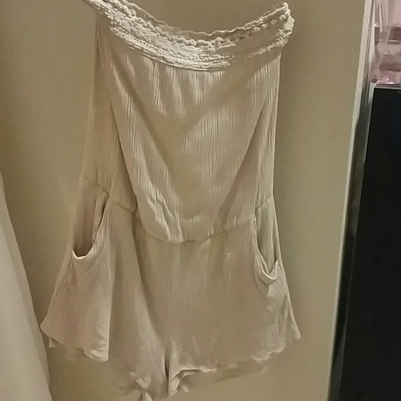 Tan, light material,  romper