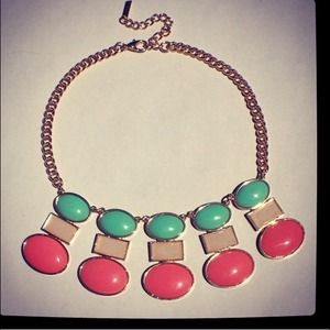 Coral, mint, and cream necklace